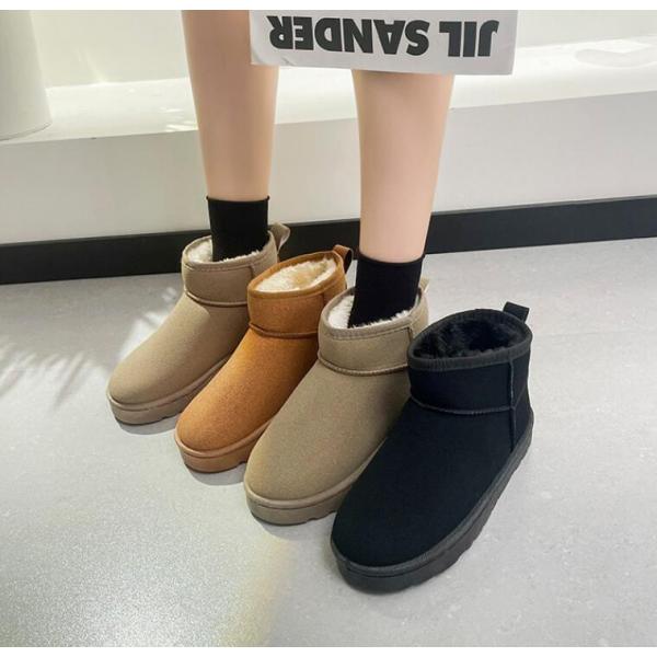 ムートンブーツ モコモコ レディース ショートブーツ すっきり 歩きやすい フェイクファー カジュア...