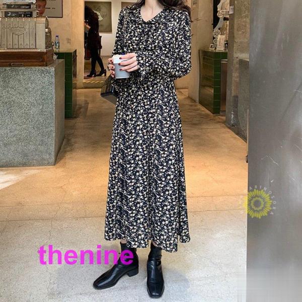 花柄ワンピース50代40代30代秋冬長袖ワンピースレディース春夏ロングワンピースマキシきれいめ着痩せ...