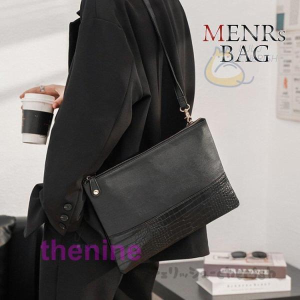 セカンドバッグ ハンドバッグ 手持ち  メンズ バッグ PU かばん 鞄 メンズバッグ カジュアル ...