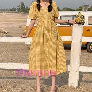 ギンガムチェック ノースリーブ ワンピース ロング 夏 レディース