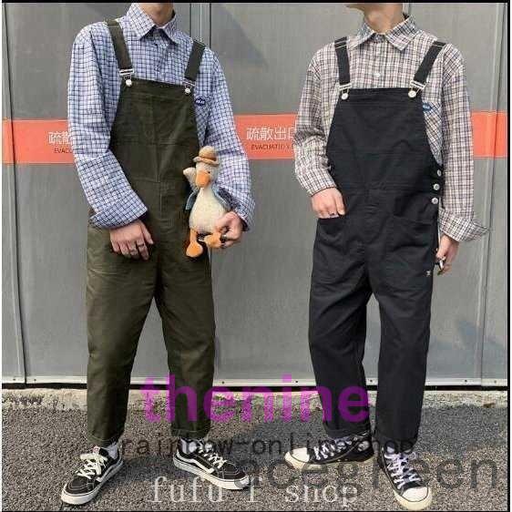 メンズサロペットオーバーオールオールインワンつなぎサスペンダーズボンペインター作業服デニムパンツ色と...