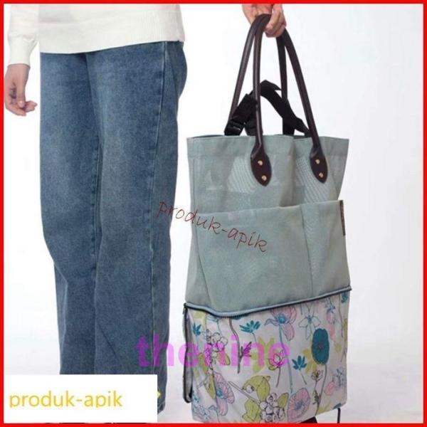 折りたたみ ショッピングカート 2way キャスター付 トートバッグ 防水 買い物エコカバン 二段ジ...