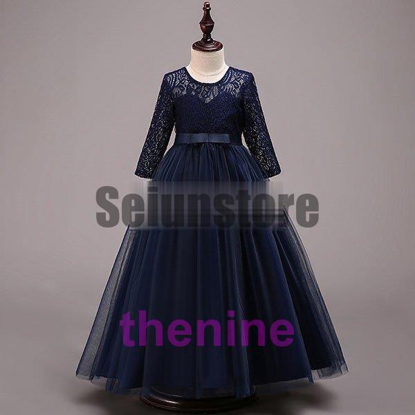 子供ドレス 11色 ピアノ 発表会 結婚式 ドレス キッズ ロングドレス 長袖ワンピース フォーマル...