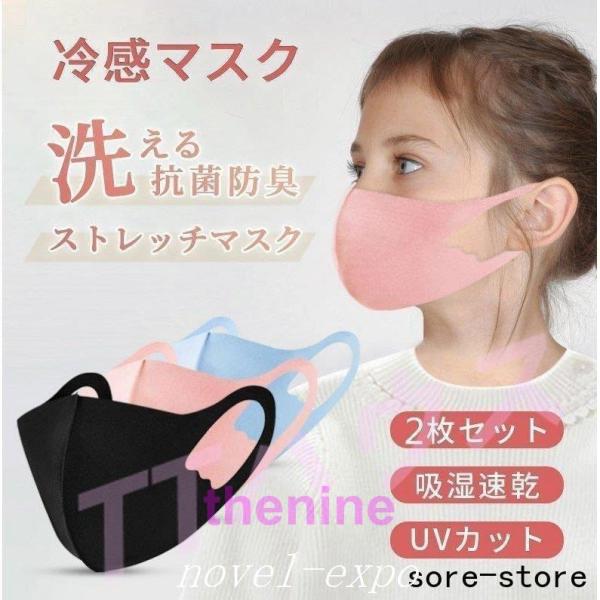 ひんやり マスク 冷感マスク 夏 2枚入り 夏用マスク 涼しい 洗えるマスク 小さめ 涼しいマスク ...