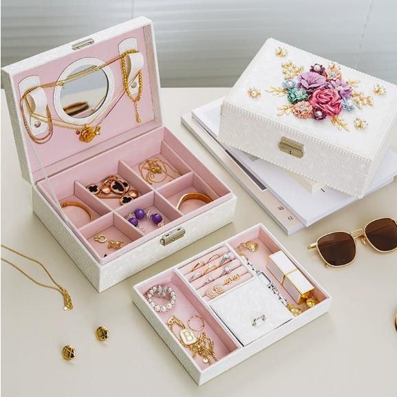 ジュエリーボックス アクセサリーケース アクセサリー収納 コンパクト ピアス ネックレス 指輪 保管...