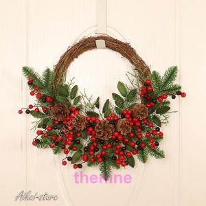 ?リース 果実物語 来年順調語り リース ドアチャーム 松笠 装飾 デコレーション X’mas 飾り 輪 贈り物 造花 年末 冬 イベント