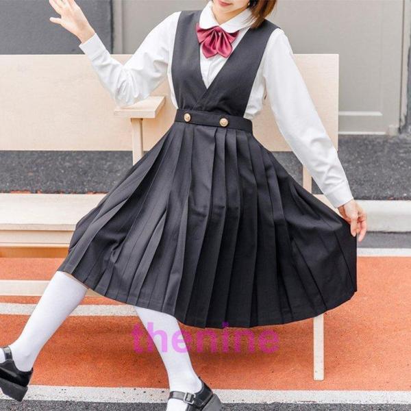 女子高生サロペット制服スカートプリーツスカートセーラー服学生制服JK春秋春夏スクールスカート学生服高...