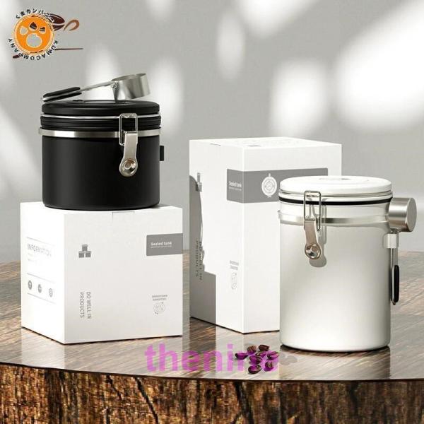 キャニスター コーヒー豆保存容器 日付表示ダイヤル コーヒー豆 収納 円筒型 密封容器 コーヒー缶 ...