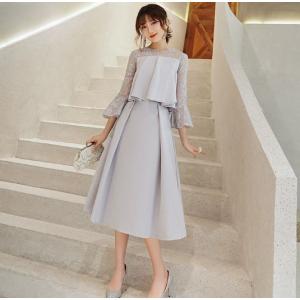 パーティードレス 結婚式 ワンピース ドレス 大きいサイズ 袖あり ミドル丈 ショート丈 冬 春 夏 秋 フォーマルドレス レース おしゃれ 20代 30代 40代 50代
