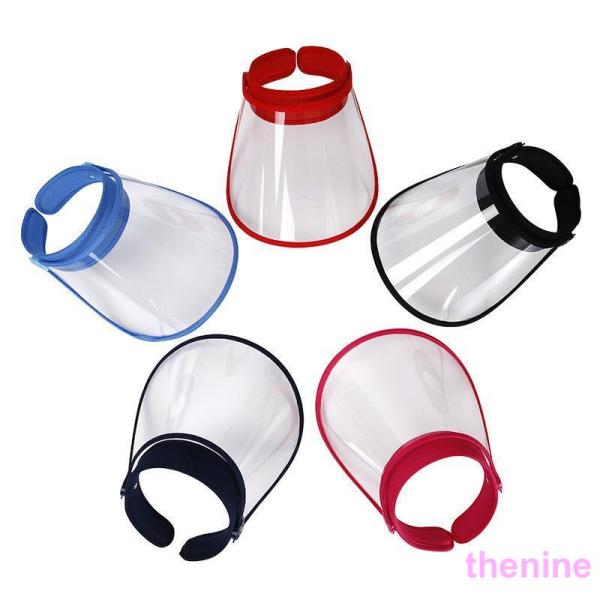 レインバイザーサンバイザー透明飛沫防止帽子フェースカバーフェイスガード花粉症対策顔面保護防風防雨防塵...