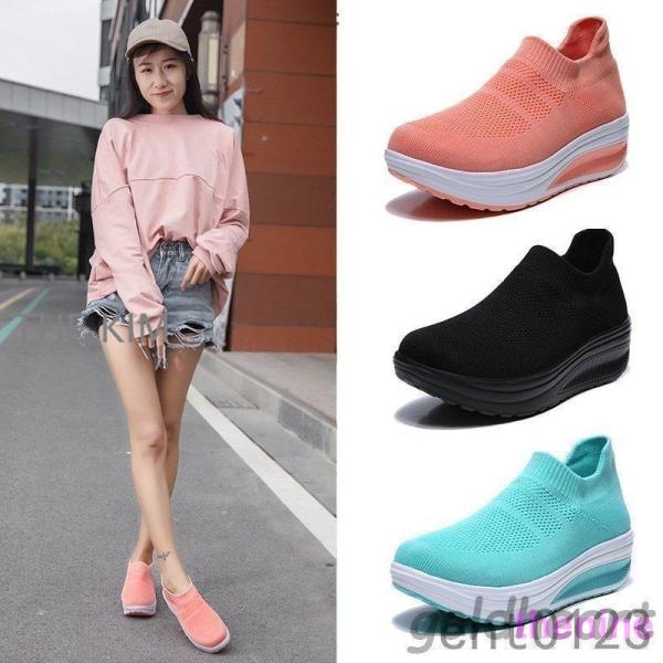 レディース ナースシューズ スニーカー 厚底 ダイエットシューズ ナースシューズ 介護士 通気性 エ...