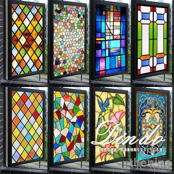 ガラスフィルム 窓用 断熱シート レトロ柄 目隠しシート  窓用 ステンドグラス 接着剤  uvカッ...