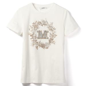 マックスマーラ MAX MARA Tシャツ ELMO 刺繍ロゴ 半袖 クルーネック ショートスリーブ ラインストーン 2024年春夏新作 2411941011 0003｜asafezone