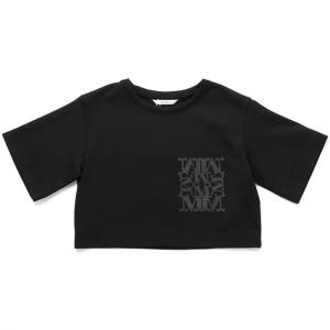 Max Mara クロップドTシャツ MESSICO プリント ショート丈 半袖シャツ クルーネック ショートスリーブ 2024年春夏新作 2411941042 0013｜asafezone