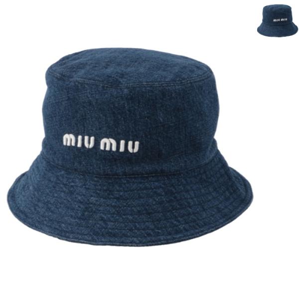 ミュウミュウ MIU MIU バケットハット デニム ロゴ ハット 帽子 5HC196 2F3W