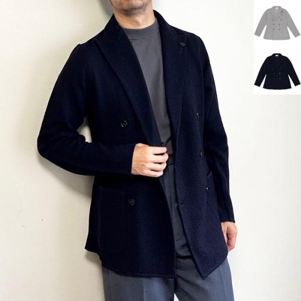 【並行輸入品】 ラルディーニ LARDINI メンズ ニットジャケット ダブルブレスト ニット テー...