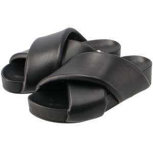 JIL SANDER◇サンダル/PADDED SLIDES/パデッドサンダル/BLK/カーフ 