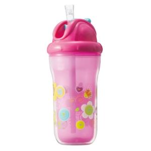 Nuby インシュレイテッドフリップイットボトルクリア 270ml フラワー FDNB960903