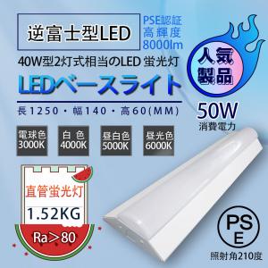 「昼光色」逆富士型LED 50ｗ高輝度8000lm lED蛍光灯×2灯器具相当 一体型蛍光灯 CE RoHS PSE認証 二年保証 事務所 オフィス 学校｜asahi-led2