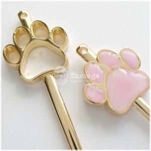 かんざしパーツ 空枠付き にゃんこの肉球 1本 ...の商品画像
