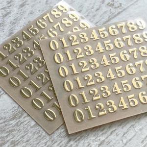 数字 ナンバー シール 金属製 誕生日 文字 ゴールド /