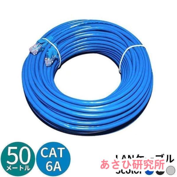 LANケーブル 50m CAT6A カテゴリー6A ストレート 爪折れ防止 スタンダード 高速通信 ...