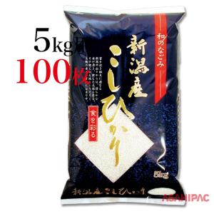 米袋 ラミ 紺・新潟産こしひかり 5kg用×100枚｜asahipac