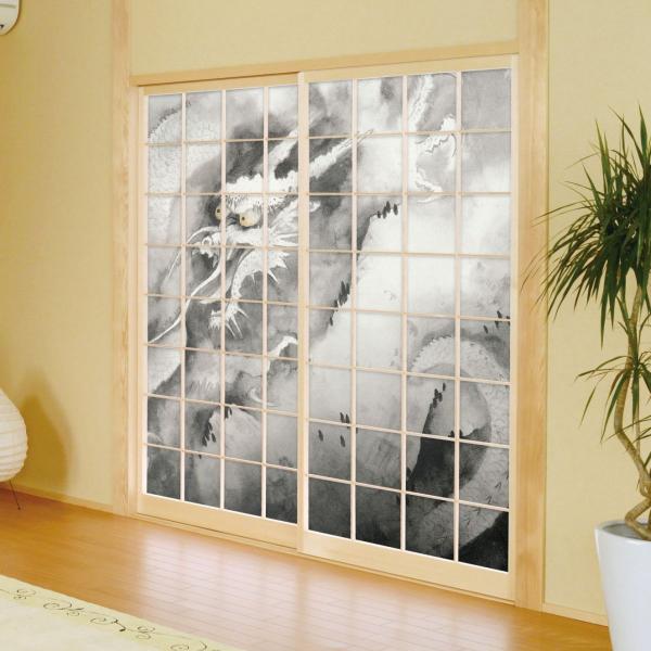 日本の名画 障子紙 横山大観 龍興而致雲 2枚1組 のりで貼るタイプ 幅91cm×長さ182cm し...