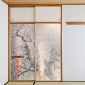 日本の名画 ふすま紙 横山大観 夜桜 花 2枚1組 水で貼るタイプ