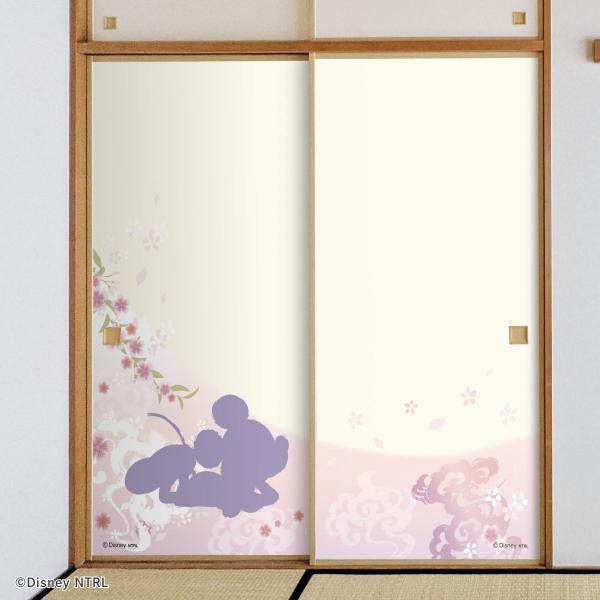 ディズニーキャラクター ふすま紙 ミッキー 和 NTLD-003F 水で貼るタイプ 再湿 襖紙 幅約...