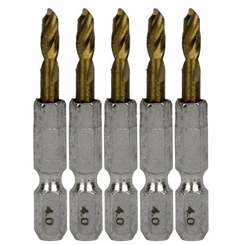 SK11 六角軸チタンコーティング鉄ドリル 極短 (メチャみじ) 4.0mm 5pcs 藤原産業