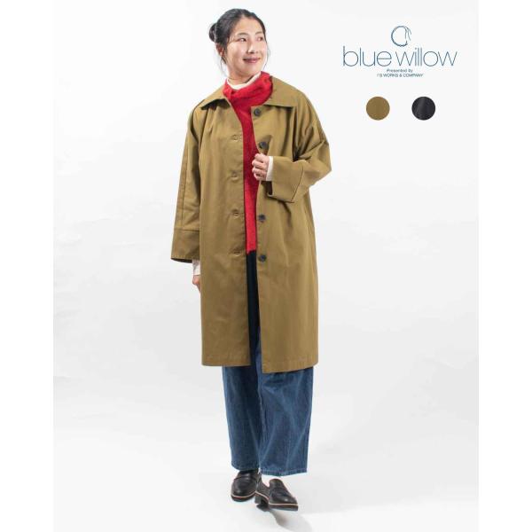 blue willow ブルーウィロー コットンツイルフラットカラーコート 01EWP18513 レ...