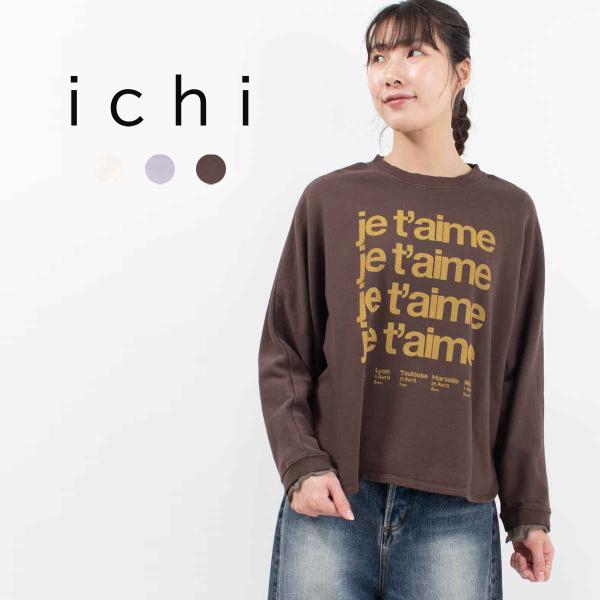 ichi イチ 裏毛プリントドルマンプルオーバー 240649 ナチュラル ファッション お出掛け ...