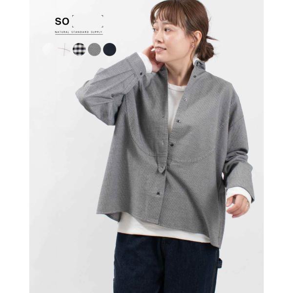 SO[ ] エスオー オックスヴィンテージウォッシュ ラウンド切替シャツ SB-1855レディース ...