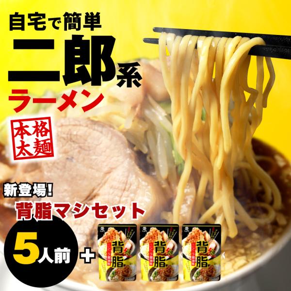 二郎系ラーメン 5食 背脂マシセット 二郎系 ラーメン 二郎 次郎 次郎系 麺 スープ 食品 グルメ...