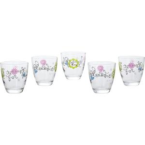 フリーグラス 日本製 5個セット クリア かわいい 東洋佐々木ガラス 国産 グラス タンブラー コップ 約245ml 柄入り ファンタイム AVV-91 Mサイズ ポイント消化
