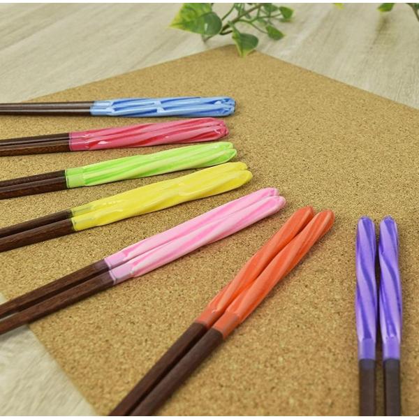 まとめ買い 食洗機対応 お箸 あめ玉ネジリ 7膳セット 23cm かわいい ピンク ブルー イエロー...
