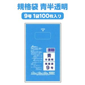 規格袋 9号 1袋 100枚入 青半透明 LLDPE素材 ツルツル 無地 シンプル 出荷袋 仕分け袋 食品保存 人気 定番品 透明 廃盤品 ポリ袋 ビニール袋 PUB-9 ポスト投函