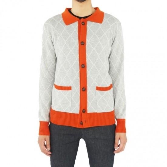 オリジナルJOHN VOX NET CARDIGAN OLIVE/GREY