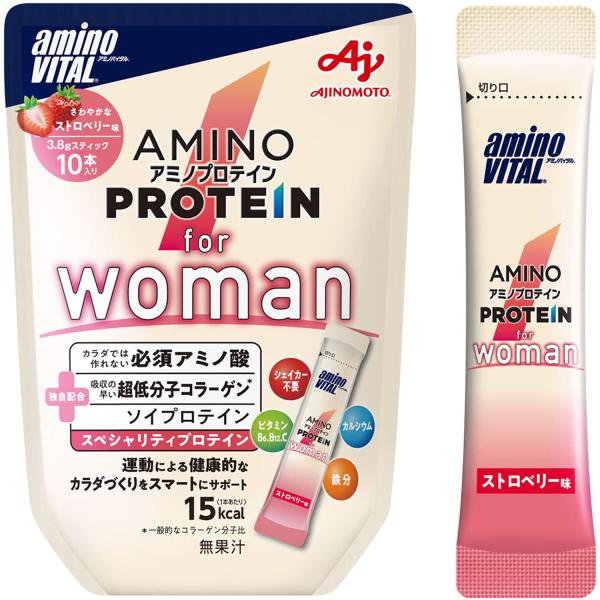 味の素 アミノバイタル アミノプロテイン for woman ストロベリー味 10本入パウチ BCA...