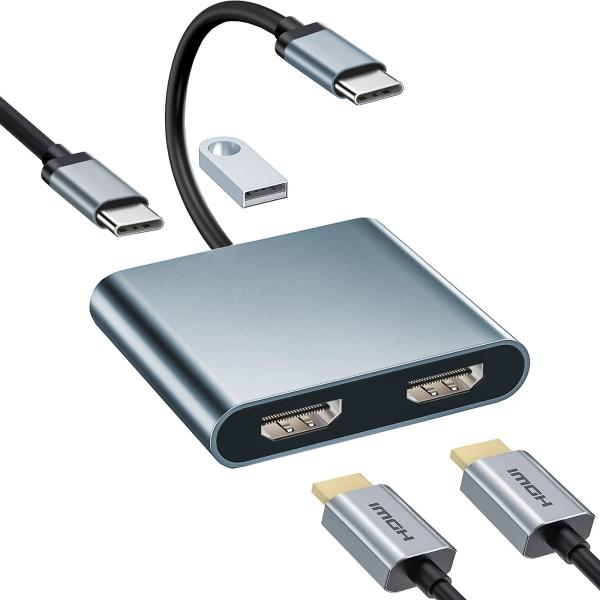 USB C HDMI 変換アダプター デュアル HDMI Type-C マルチディスプレイアダプタ ...