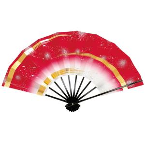 舞扇子 赤 ぼかし 金 両妻 扇子箱付 日本製 日本舞踊 （o舞2246） 舞踊