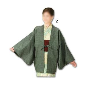 羽織 茶羽織 緑 紬 肩当付き メンズ レディ...の詳細画像2