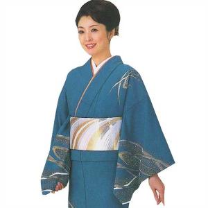 着物 踊り 絵羽 袷 仕立上り 水色 ブルー 熨斗目 Lサイズ 仕立上 日本 