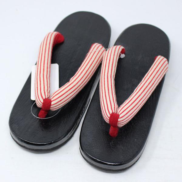 下駄 黒 焼桐 女性 婦人 赤 白 ストライプ 浴衣 ゆかた 履物 浴衣用 げた 夏 ゲタ やわらか...