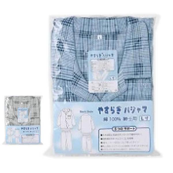 介護 パジャマ 男性用 長袖 大きめボタン （on412100） 後ろ丈長め 紳士 メンズ 寝巻き ...