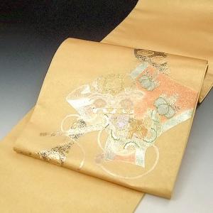 在庫処分 本場琉球 読谷山花織 名古屋帯 手織り 紬 渋水色 手花織 てぃ