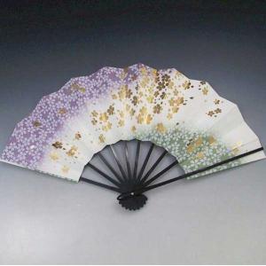 舞扇子 扇子 踊り用 四季の舞 日本舞踊 金銀玉箔 霞に雲 黒塗り 扇子箱