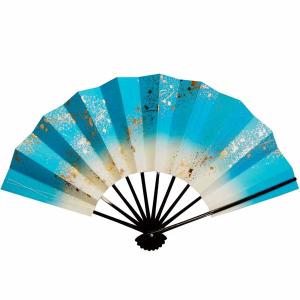 舞扇子 流水 青 黒塗り 日本製 日本舞踊 （g愛1206） 安い 舞扇 踊り