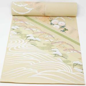 付け下げ 反物 絵羽 波 松 露芝 菊 踊り 舞台 着物 未仕立て 附下 化繊 送料無料 ZR